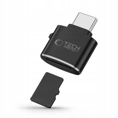 Kortelių skaitytuvas Tech-Protect UltraBoost microSD su USB-C jungtimi – juodas Kortelių skaitytuvas Tech-Protect UltraBoost microSD su USB-C jungtimi – juodas