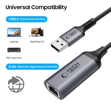 Adapteris Tech-Protect UltraBoost USB-A 3.0 / Ethernet RJ45 1000Mbps – juodas 1