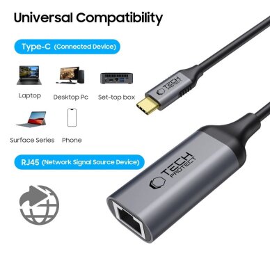 Adapteris Tech-Protect UltraBoost USB-C į Ethernet RJ45 1000Mbps – juodas 1