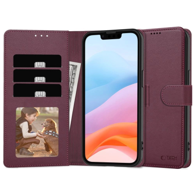 Tech-Protect Piniginės tipo Dėklas skirtas iPhone 16e - Burgundy 1