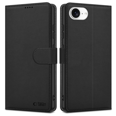 Tech-Protect piniginės tipo dėklas iPhone 16E - matinės juodos