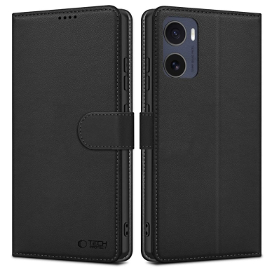 Tech-Protect piniginės tipo dėklas skirtas Motorola Moto G05 / E15 - matinės juodos