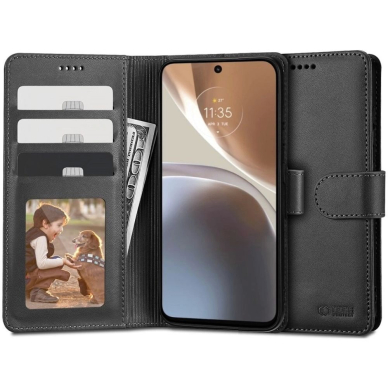 Tech-Protect piniginės tipo dėklas skirtas Motorola Moto G32 - juodas