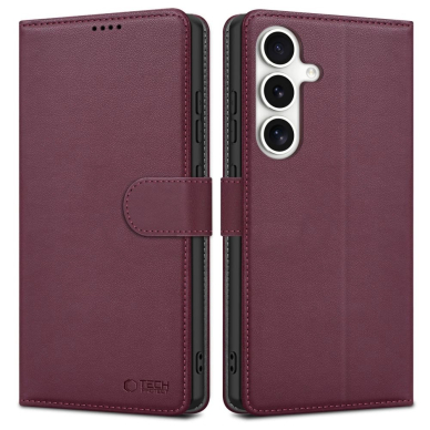 Tech-Protect Piniginės tipo Dėklas skirtas Samsung Galaxy S25 - Burgundy