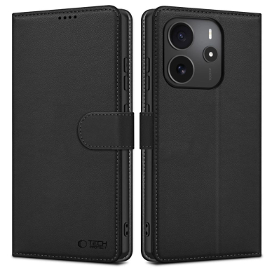 Tech-Protect piniginės tipo dėklas skirtas Xiaomi Redmi Note 14 4G / LTE - matinės juodos
