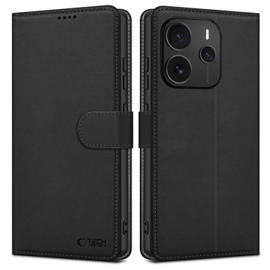 Tech-Protect Piniginės tipo Dėklas skirtas Xiaomi Redmi Note 14 5G - Matinis Juodas