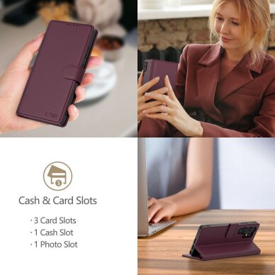 Xiaomi Redmi Note 15 Pro 5G Tech-Protect Wallet dėklas – bordo 3