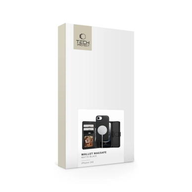 iPhone 16e – Tech-Protect Wallet MagSafe dėklas - Matinis juodas 5