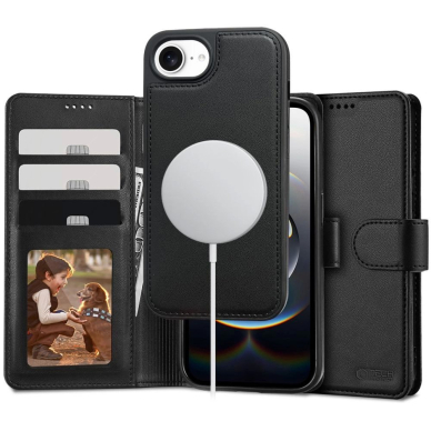 iPhone 16e – Tech-Protect Wallet MagSafe dėklas - Matinis juodas