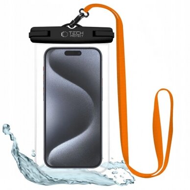 Tech-Protect Waterproof Dėklas UWC7 waterproof cover devices up to 6.9 - Juodas orange Tech-Protect Waterproof Dėklas UWC7 waterproof cover devices up to 6.9 - Juodas orange