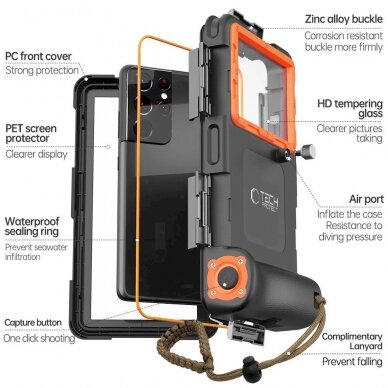 Tech-Protect Waterproof Dėklas waterproof IPX8 smartphones 4.7-6.7 - Juodas orange 3 Tech-Protect Waterproof Dėklas waterproof IPX8 smartphones 4.7-6.7 - Juodas orange 3