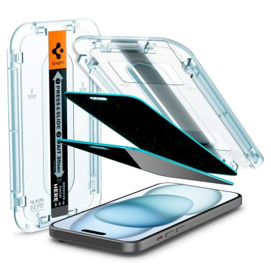 TEMPERED GLASS Spigen GLAS.TR "EZ FIT" 2-PACK IPHONE 15 PRIVACY 10 TEMPERED GLASS Spigen GLAS.TR "EZ FIT" 2-PACK IPHONE 15 PRIVACY 10