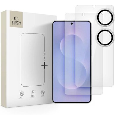 Samsung Galaxy S25 Edge Tech-Protect Glass Set+ grūdintas stiklas, 3 vnt. – skaidrus