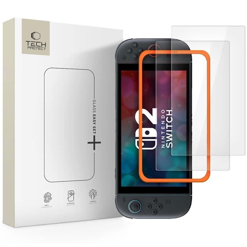 Nintendo Switch 2 Tech-Protect Easy Set+ grūdintas stiklas, 2 vnt. – skaidrus Nintendo Switch 2 Tech-Protect Easy Set+ grūdintas stiklas, 2 vnt. – skaidrus