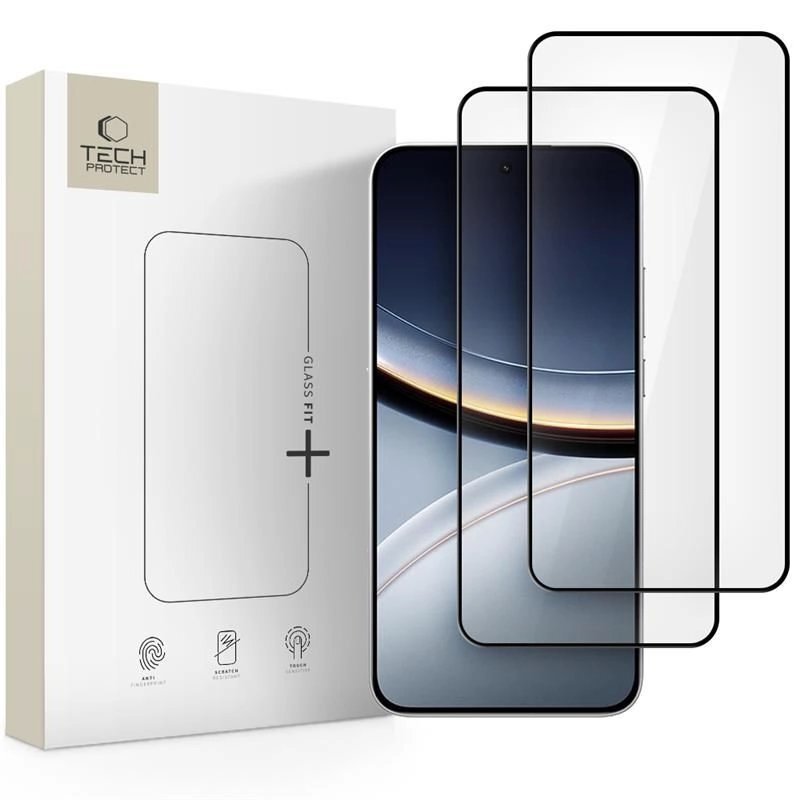 Xiaomi Poco F7 5G Tech-Protect Glass Fit+ grūdintas stiklas, 2 vnt. – juodas Xiaomi Poco F7 5G Tech-Protect Glass Fit+ grūdintas stiklas, 2 vnt. – juodas
