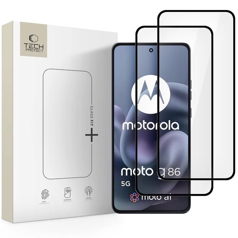 Motorola Moto G86 5G / G86 5G Power Tech-Protect Glass Fit+ grūdintas stiklas, 2 vnt. – juodas Motorola Moto G86 5G / G86 5G Power Tech-Protect Glass Fit+ grūdintas stiklas, 2 vnt. – juodas