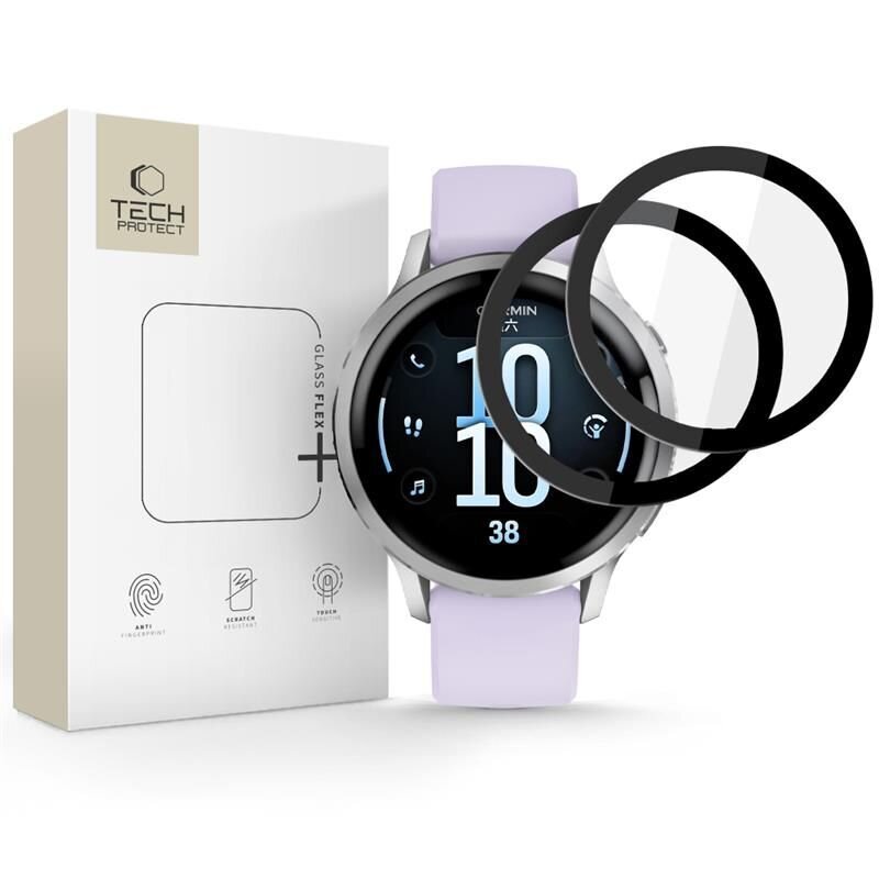Garmin Venu 4 41mm Tech-Protect Glass Flex+ stiklas (2 vnt.) – juodas Garmin Venu 4 41mm Tech-Protect Glass Flex+ stiklas (2 vnt.) – juodas