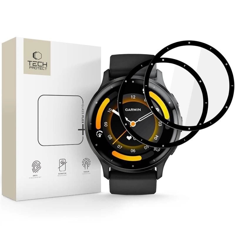 Garmin Venu 3 Tech-Protect Glass Flex+ hibridinis stiklas, 2 vnt. – juodas