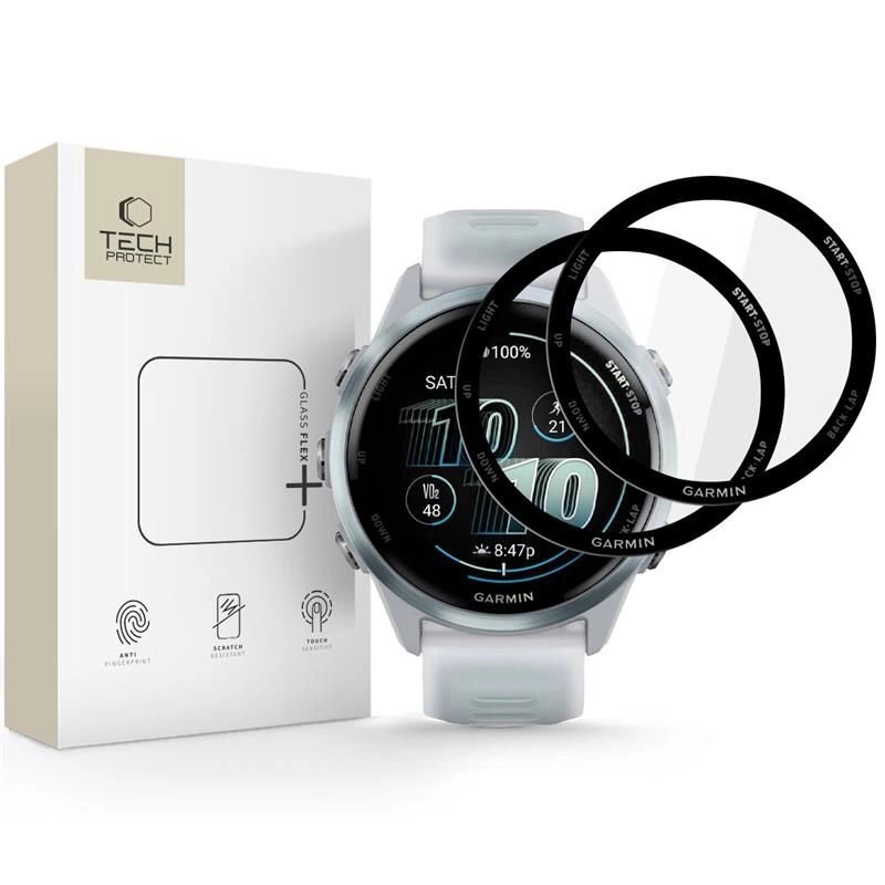 Garmin Forerunner 570 42 mm Tech-Protect Glass Flex+ hibridinis stiklas, 2 vnt. – juodas