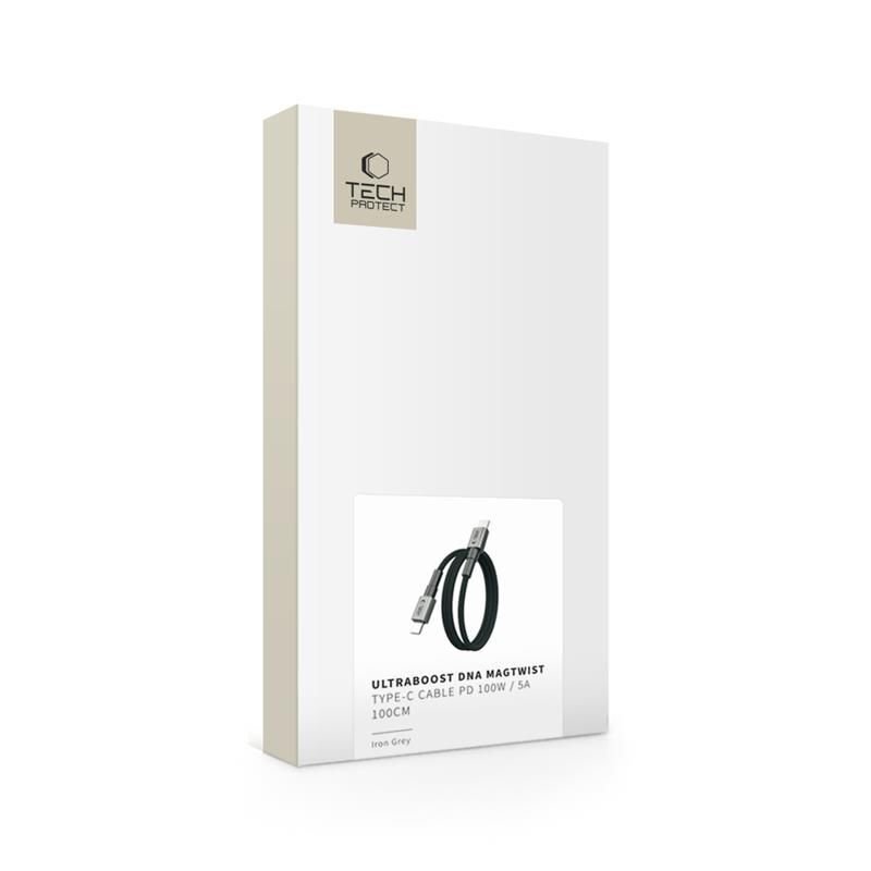 Kabelis Tech-Protect UltraBoost DNA MagTwist USB-C PD 100W / 5A 100 cm – pilkas 7 Kabelis Tech-Protect UltraBoost DNA MagTwist USB-C PD 100W / 5A 100 cm – pilkas 7