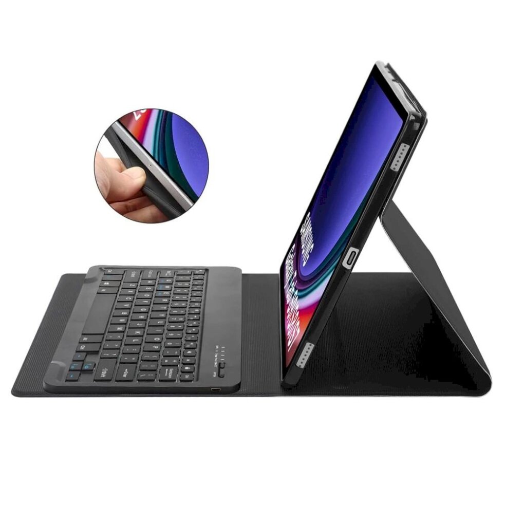 Akcija! Tech-Protect SC Pen + Keyboard Dėklas klaviatūra Samsung Galaxy Tab S9 FE+ 12.4 X610 / X616B - Juodas  3