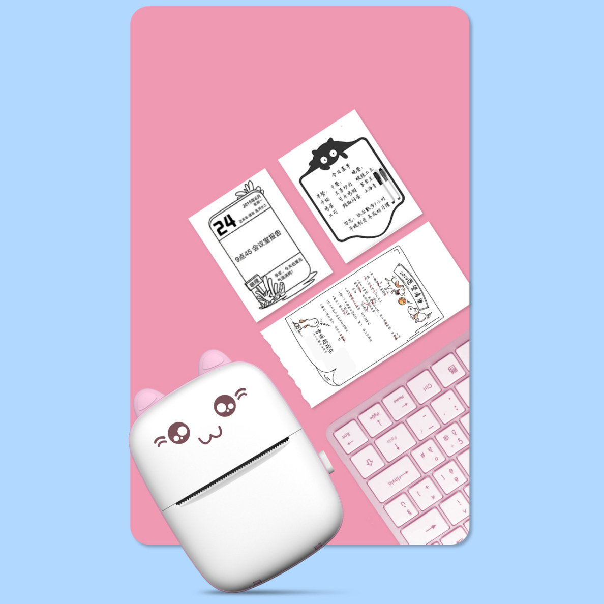 Thermal printer mini cat HURC9 - rožinis 3 Thermal printer mini cat HURC9 - rožinis 3