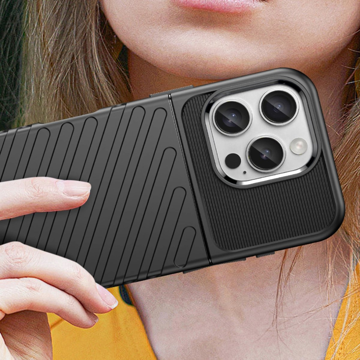 Dėklas Thunder iPhone 16 Pro Max silikoninis - Juodas 4 Dėklas Thunder iPhone 16 Pro Max silikoninis - Juodas 4