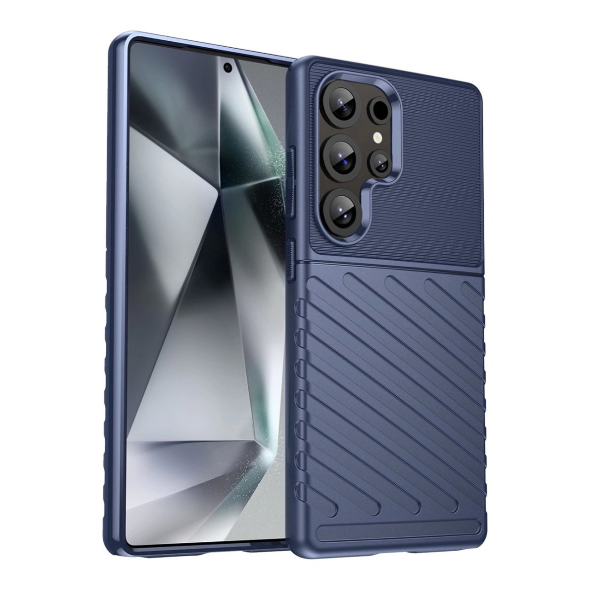 Thunder Dėklas Samsung Galaxy S25 Ultra Silicone Armored Dėklas - Mėlynas Thunder Dėklas Samsung Galaxy S25 Ultra Silicone Armored Dėklas - Mėlynas