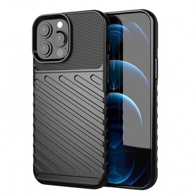 Dėklas Thunder Case Flexible iPhone 13 Pro Max juodas