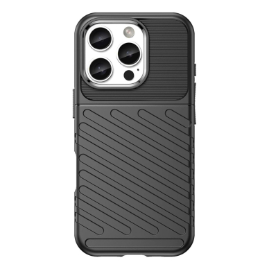 Thunder silikoninis šarvuotas dėklas iPhone 16E - juodas 1