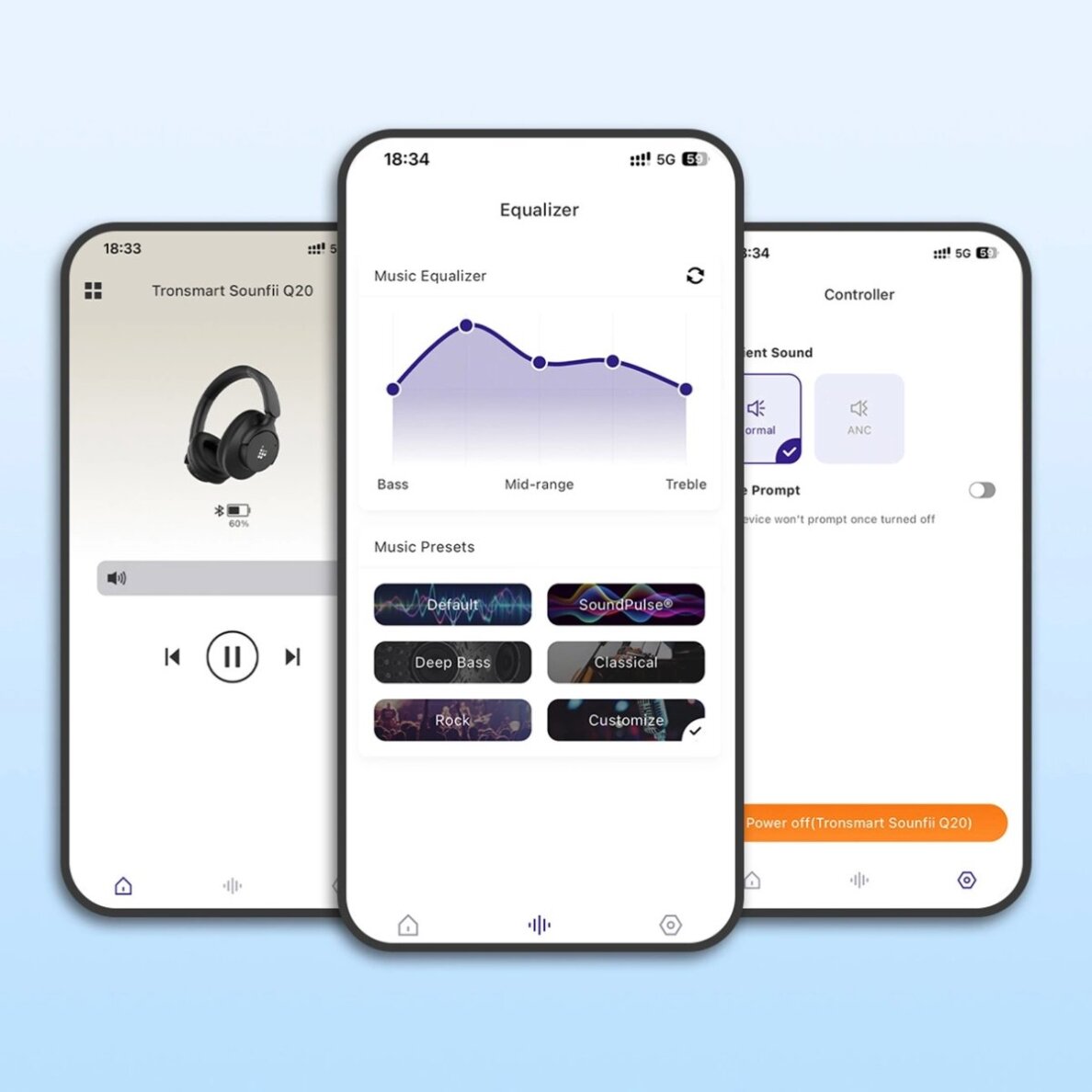 Belaidės ausinės Tronsmart Soundfii Q20S Hybrid ANC su aktyviu triukšmo slopinimu – juodos 14 Belaidės ausinės Tronsmart Soundfii Q20S Hybrid ANC su aktyviu triukšmo slopinimu – juodos 14