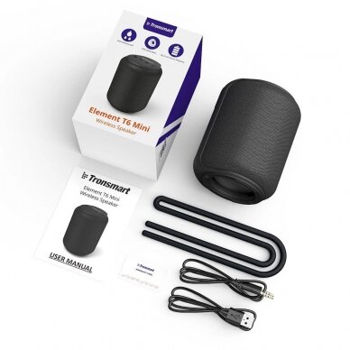 Tronsmart T6 Bluetooth 5.3 15W mini belaidė kolonėlė – juoda 5