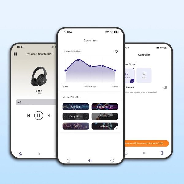 Belaidės ausinės Tronsmart Soundfii Q20S Hybrid ANC su aktyviu triukšmo slopinimu – baltos 15 Belaidės ausinės Tronsmart Soundfii Q20S Hybrid ANC su aktyviu triukšmo slopinimu – baltos 15