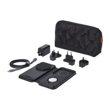 UAG 3in1 Travel Charger 15W belaidis įkroviklis su MagSafe + kabelis + dėklas – juodas 3