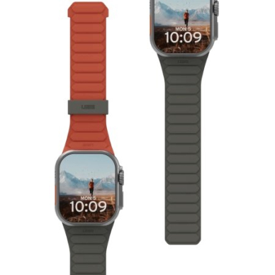UAG Pathfinder Silicone Double-Sided Magnetic apyrankė Apple Watch 42 / 44 / 45 / 46 / 49mm - Pilkas-Orange 2 UAG Pathfinder Silicone Double-Sided Magnetic apyrankė Apple Watch 42 / 44 / 45 / 46 / 49mm - Pilkas-Orange 2