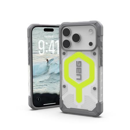 iPhone 17 Pro UAG Pathfinder Clear MagSafe dėklas – neoninis pilkas iPhone 17 Pro UAG Pathfinder Clear MagSafe dėklas – neoninis pilkas