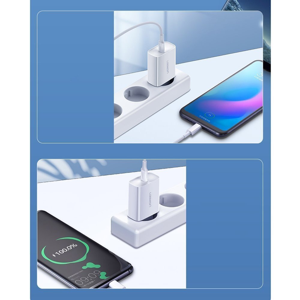 Ugreen USB Power Delivery 3.0 Greito Įkrovimo Buitinis Įkroviklis 4.0+ 18W 3A baltas (60450) (ctz220) 8 Ugreen USB Power Delivery 3.0 Greito Įkrovimo Buitinis Įkroviklis 4.0+ 18W 3A baltas (60450) (ctz220) 8