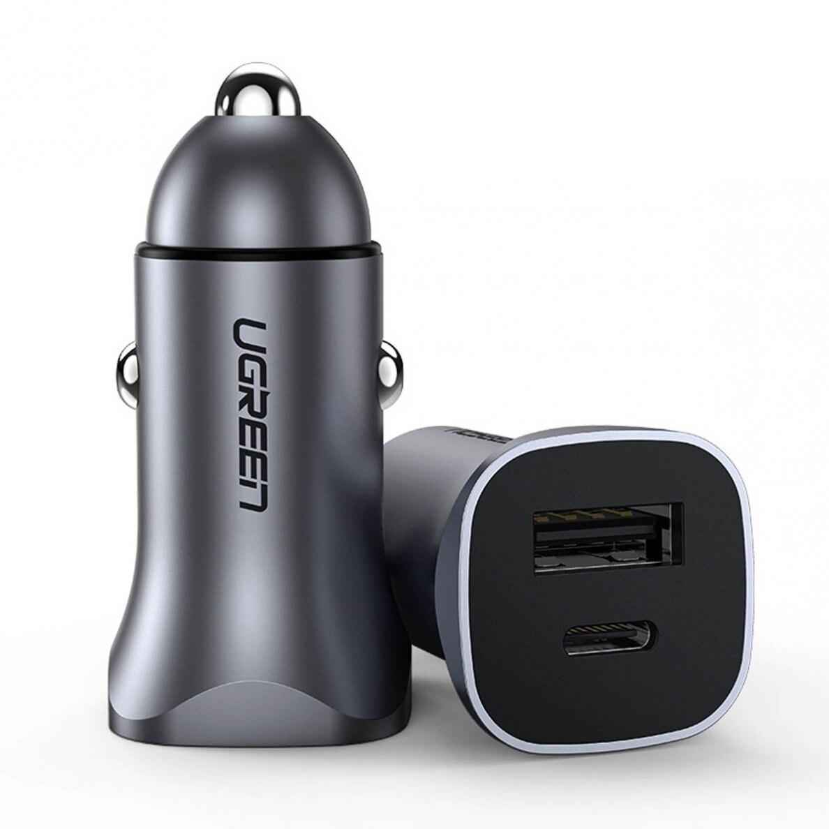 Akcija! Ugreen fast car charger USB-A / USB-C 18W gray (CD130) Akcija! Ugreen fast car charger USB-A / USB-C 18W gray (CD130)