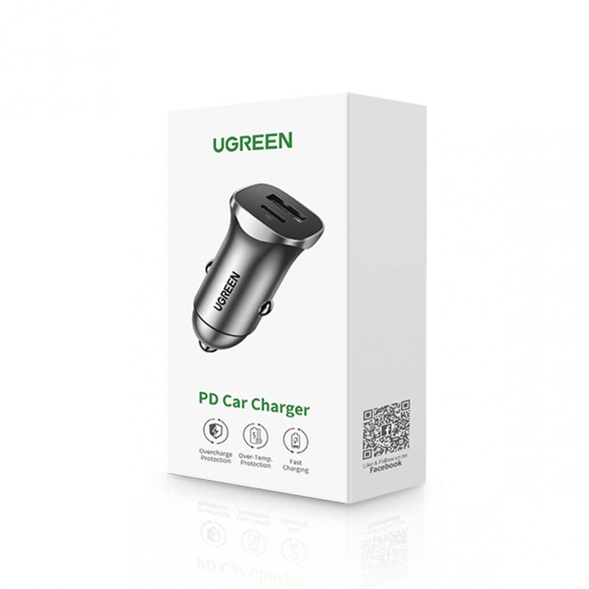 Akcija! Ugreen fast car charger USB-A / USB-C 18W gray (CD130) 4 Akcija! Ugreen fast car charger USB-A / USB-C 18W gray (CD130) 4