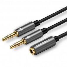 Audio adapteris Ugreen 3,5 mm - 2x 3,5 mm AUX Juodas (AV140 20899)