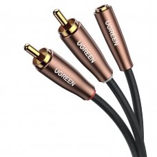 Audio kabelis Ugreen 3,5 mm mini jack (female) - 2RCA (male) 1m rudas (AV198 50130)
