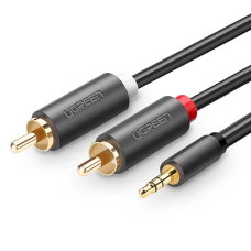 Ugreen AV102 10513 garso kabelis 3.5 mm mini lizdas (male) / 2RCA (male) 5 m – pilkas