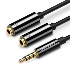 Ugreen cable cable headphone splitter mini jack 3.5 mm - 2 x mini jack 3.5 mm (microphone + stereo output) black (AV141)