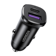 Ugreen EC305 25845 Automobilinis įkroviklis USB-C / USB-A 30W – juodas