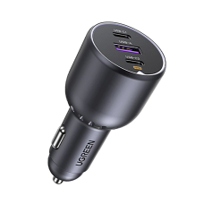 Ugreen EC705 Automobilinis įkroviklis 130W 2x USB-C + 1x USB-A – pilkas