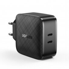 Greitas Buitinis Įkroviklis Ugreen fast wall charger PD 66W 2 x USB Type-C EU kištukas Juodas (CD216) UGLX912
