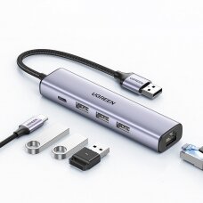 Ugreen multifunctional adapter HUB USB 3.0 - 3 x USB / Ethernet RJ-45 / USB Type C PD Pilkas (CM475)