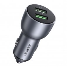 Greitas Automobilinis Įkroviklis Ugreen quick car charger 2x USB 36W Quick Charge SCP FCP AFC Pilkas (CD213 10144)