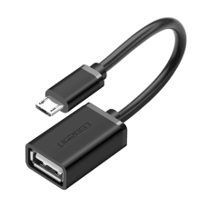 Ugreen US133 10396 OTG kabelis micro USB (male) / USB-A (female), plokščias, 0.15 m – juodas