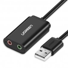 Audio Ugreen USB external sound audio card 3,5 mm mini jack 15cm juodas (30724)